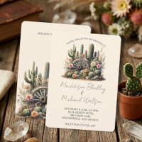 Watercolor Cacti & Wagon Wheel Rustic Wedding