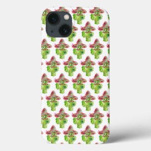 Watercolor Cactus Art Moustache Hat Eyes Fun iPhone 13 Case