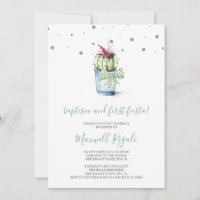 Watercolor Cactus Baptism and First Birthday