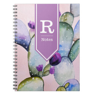 Watercolor Cactus & Blossoms   Personalised Notebook