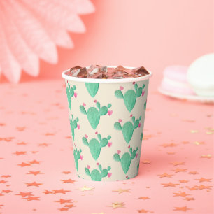 Watercolor Cactus Bridal Shower Paper Cups