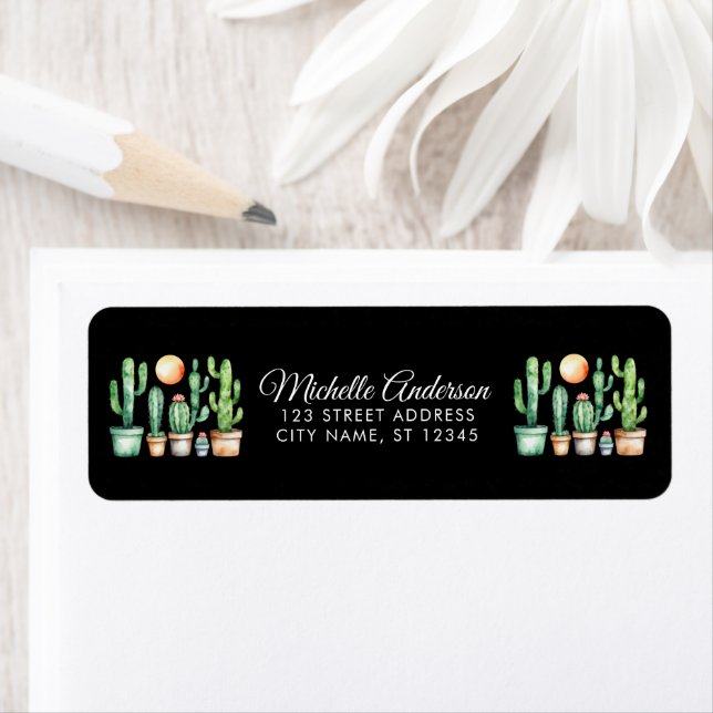 Watercolor Cactus Cacti Desert Succulent  Black    (Insitu)