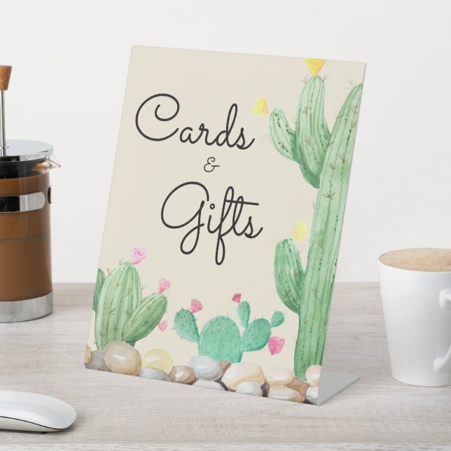 Watercolor Cactus Cards & Gifts Sign (In SItu)
