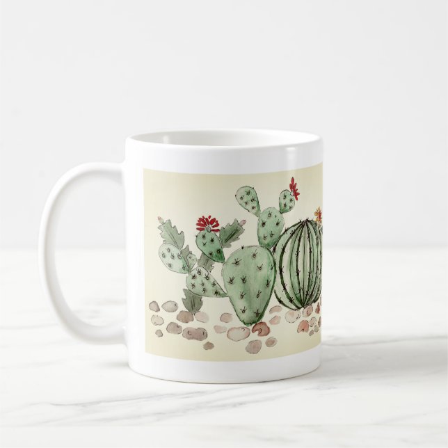 watercolor, cactus coffee mug (Left)