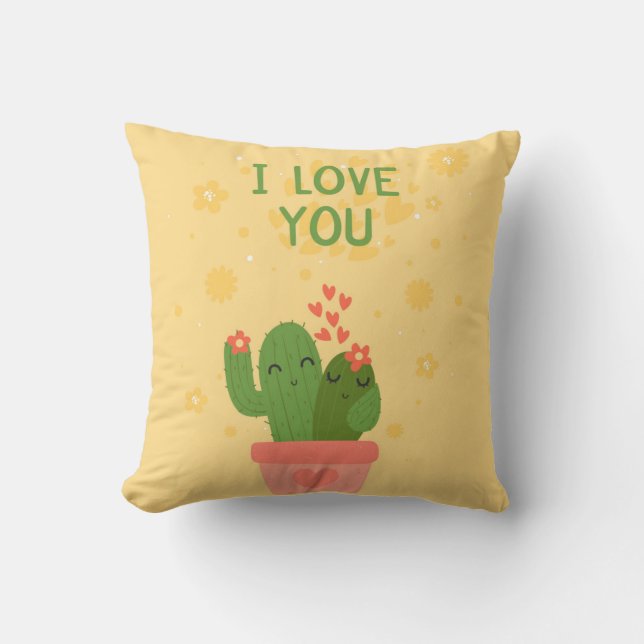 watercolor Cactus Cushion (Front)