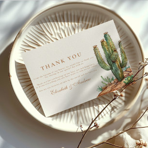 Watercolor Cactus Desert Landscape Wedding Thank You Card