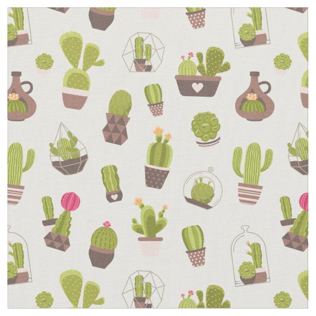 Watercolor Cactus Fabric (Close Up)