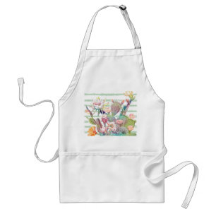Watercolor cactus, floral and stripes design standard apron