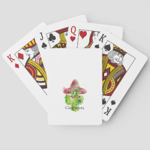 Watercolor Cactus Funny Moustache Sombrero Hat NAM Playing Cards