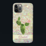Watercolor Cactus, Glitter Bokeh - Personalised Case-Mate iPhone Case<br><div class="desc">Watercolor  cactus and gold confetti on glittery bokeh  background  and your name.</div>