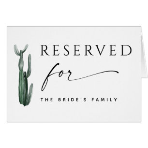 Watercolor cactus greenery wedding reserved sign