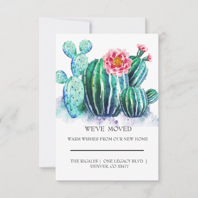 watercolor Cactus   home moving (Front)