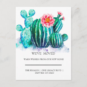 watercolor Cactus home moving Postcard