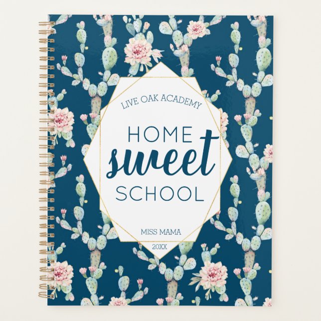 Watercolor Cactus Homeschool Teacher Student Planner (Front)