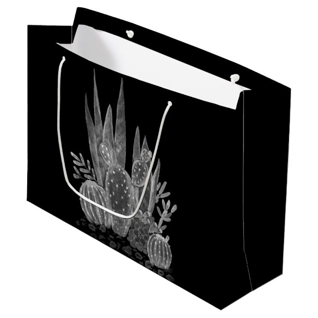 Watercolor, cactus large gift bag (Front Angled)