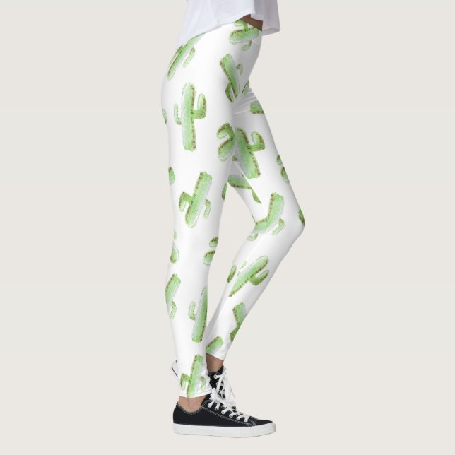 Watercolor Cactus Leggings (Right)