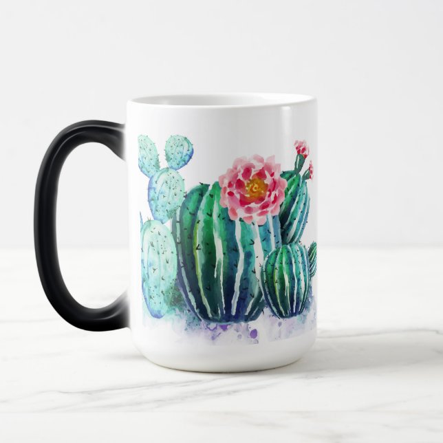 watercolor Cactus Magic Mug (Left)
