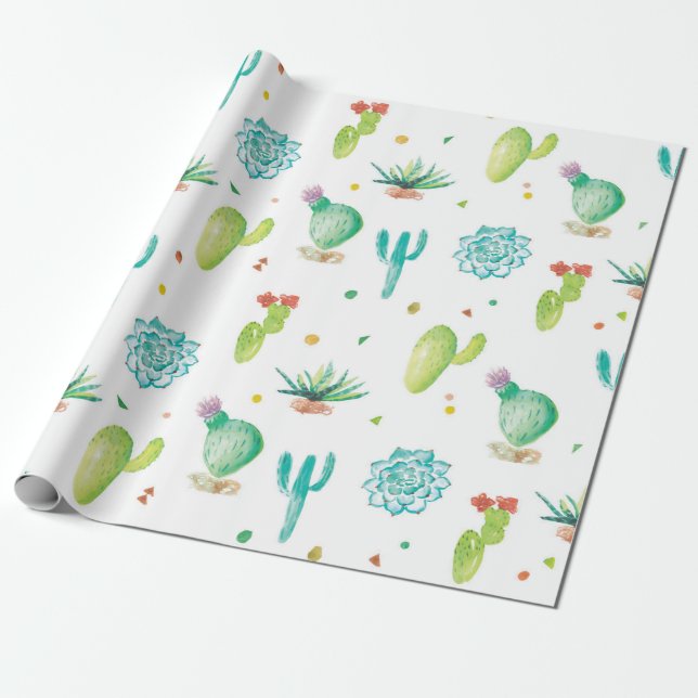 watercolor cactus mat Wrapping Paper (Unrolled)