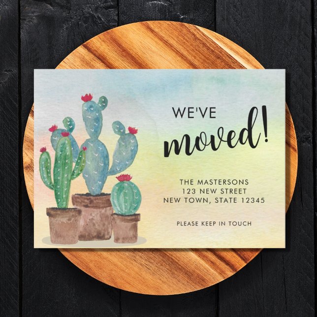 Watercolor Cactus Moving Announcement Cards (Creator Uploaded)