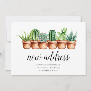 Watercolor Cactus New Home Address We've Moved