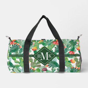 Watercolor Cactus Pattern Duffle Bag