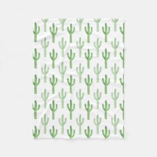 Watercolor Cactus Pattern Fleece Blanket