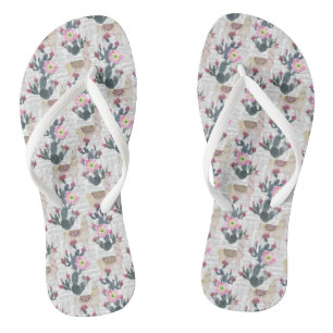 Watercolor Cactus Pattern Jandals
