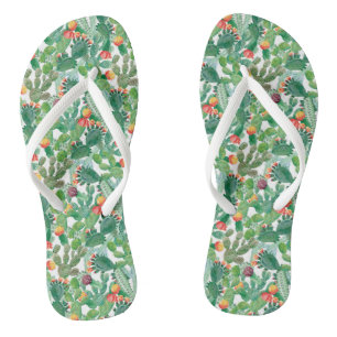 Watercolor Cactus Pattern Jandals