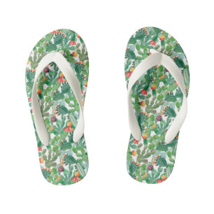 Watercolor Cactus Pattern Kid's Jandals