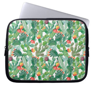 Watercolor Cactus Pattern Laptop Sleeve