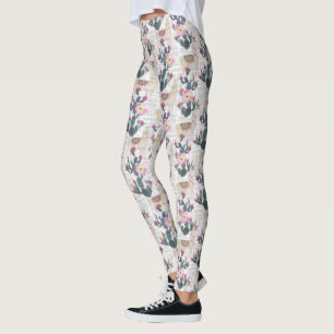 Watercolor Cactus Pattern Leggings