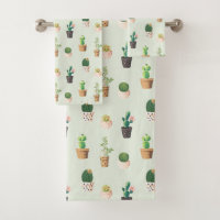Watercolor Cactus Pattern Mint Green