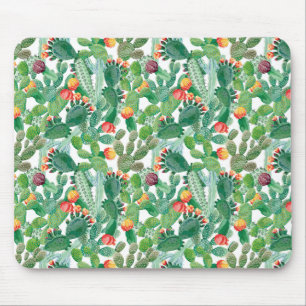 Watercolor Cactus Pattern Mouse Pad