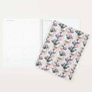 Watercolor Cactus Pattern Planner