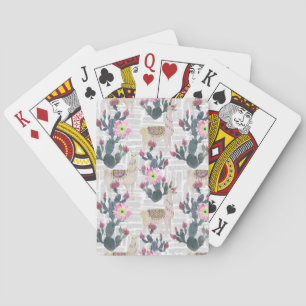 Watercolor Cactus Pattern Playing Cards