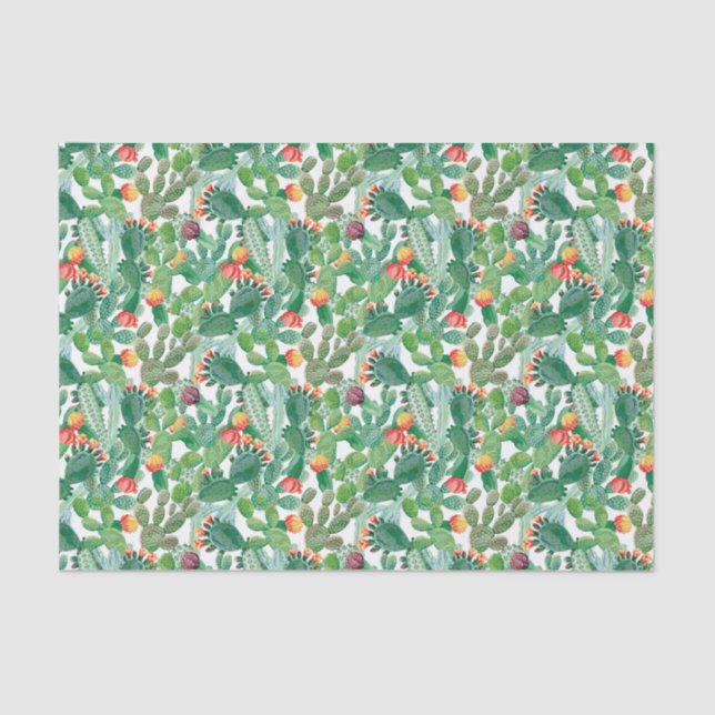 Watercolor Cactus Pattern Tissue Paper (Front)
