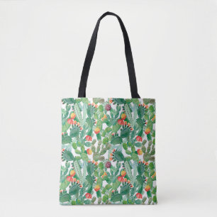 Watercolor Cactus Pattern Tote Bag