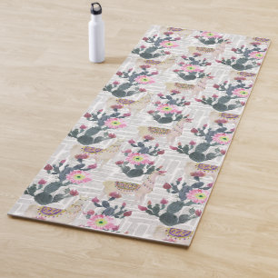 Watercolor Cactus Pattern Yoga Mat