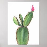 Watercolor Cactus Pink Flower  Poster