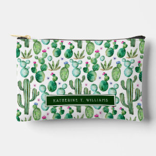 Watercolor Cactus Plants Pattern Accessory Pouch