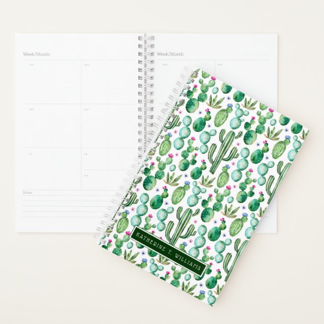 Watercolor Cactus Plants Pattern Planner (Display)