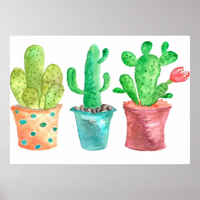 Watercolor Cactus Poster (Front)