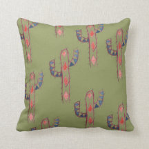 Watercolor Cactus Print Pillow