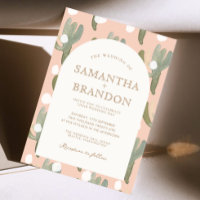 Watercolor Cactus Romantic Peachy Gold Wedding
