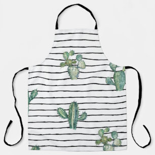 Watercolor cactus seamless pattern apron