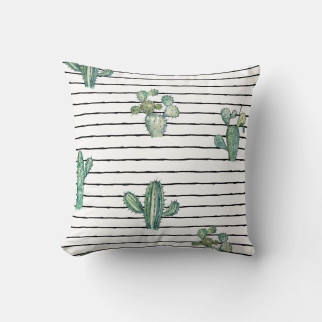 Watercolor cactus seamless pattern cushion (Front)