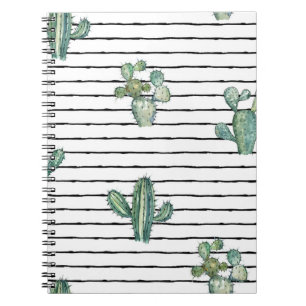 Watercolor cactus seamless pattern notebook