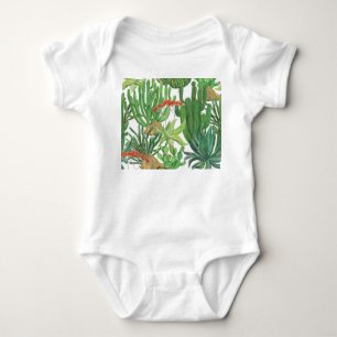 Watercolor Cactus: Seamless Pattern Painting Baby Bodysuit