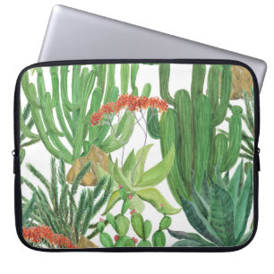 Watercolor Cactus: Seamless Pattern Painting Laptop Sleeve