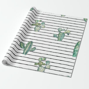 Watercolor cactus seamless pattern wrapping paper
